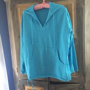Soft Surroundings Crinkle Cotton Hoodie Size S